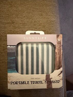 Sunnylife Striped Blue & White Portable Travel Speaker